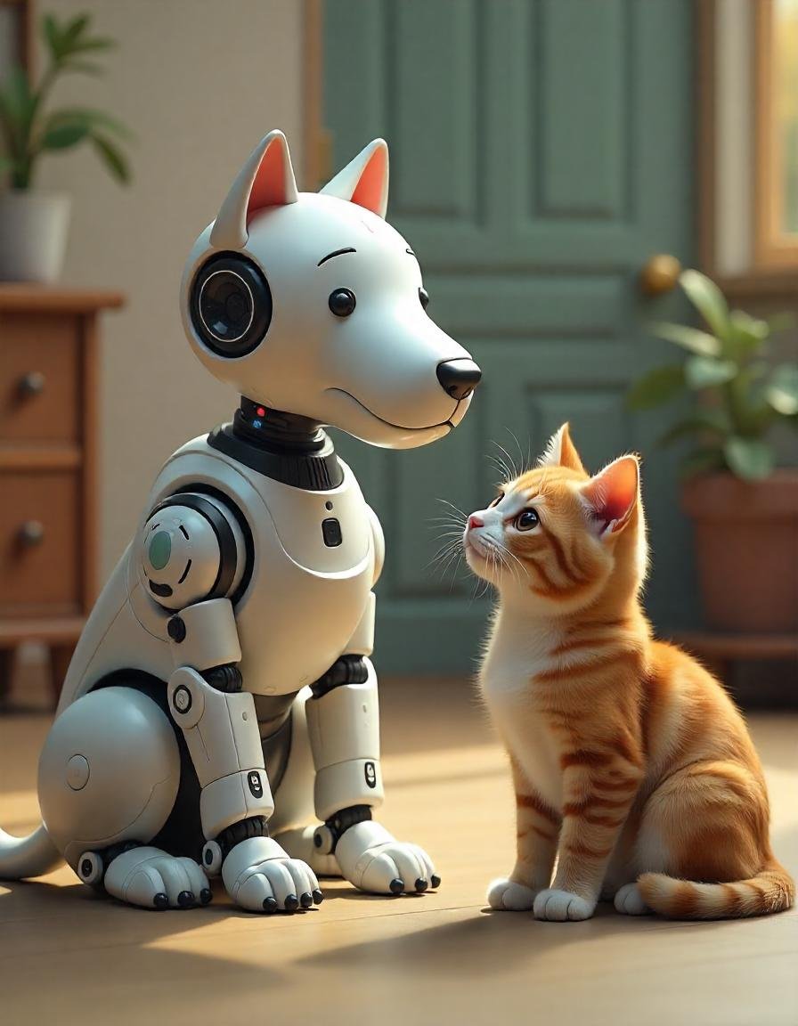 freepik please generate an image of a robot dog and cat in 89512